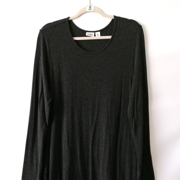 Cato Womens Black Long Sleeve Round Neck Fringe Short Mini Dress Size L Pre Owne - Picture 2 of 7